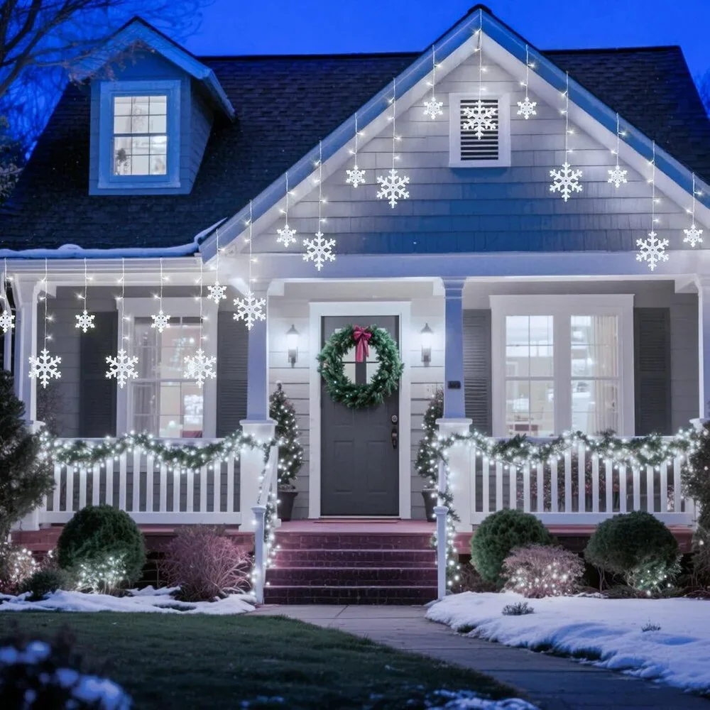 Stunning 192 LED Snowflake Outdoor Lights - 13FT, IP65 Waterproof, Connectable